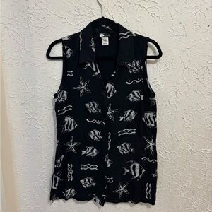 Vintage Black and White Sleeveless Top